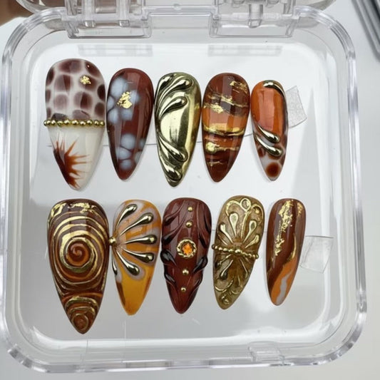 Nailuvia-AL011 Almond "Desert Treasures" Press-On Nails