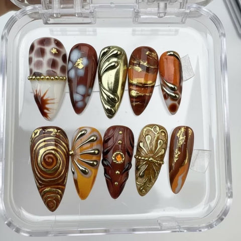 Nailuvia-AL011 Almond "Desert Treasures" Press-On Nails