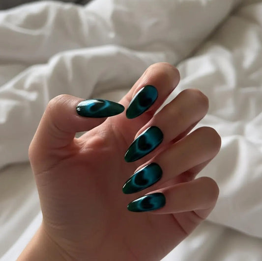 Nailuvia-CA006 Cat Eye "Emerald Hypnosis" Press-On Nails