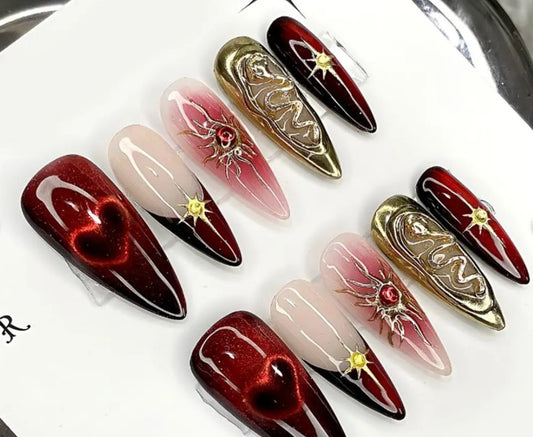Nailuvia-ST013 Stiletto "Vampire Regalia" Press-On Nails