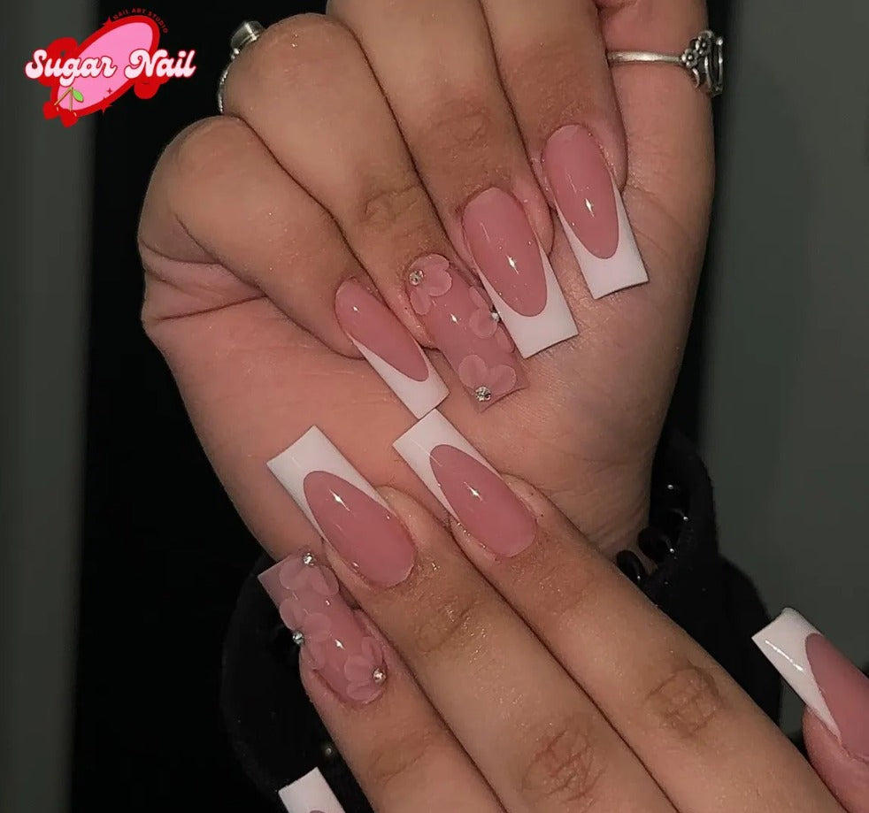 Nailuvia-FR007 French "Blossom Edge" Press-On Nails