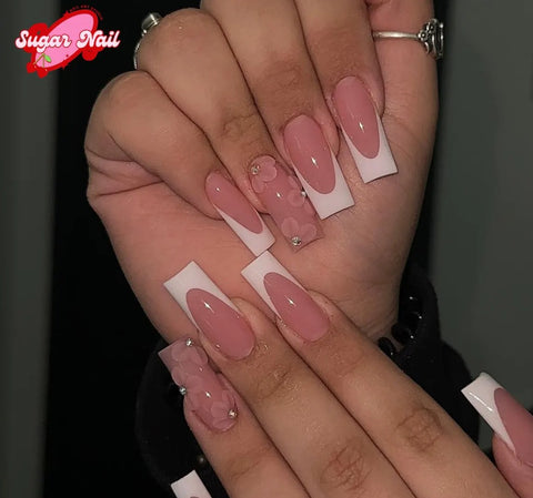 Nailuvia-FR007 French "Blossom Edge" Press-On Nails