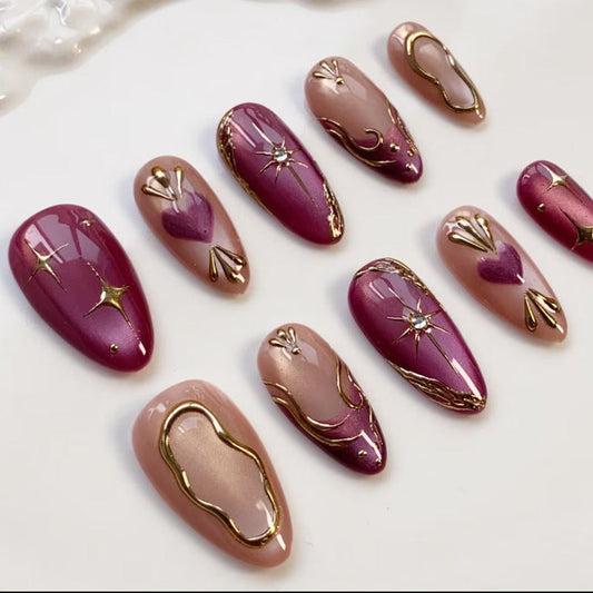 Nailuvia-AL007 Almond "Velvet Amethyst" Press-On Nails