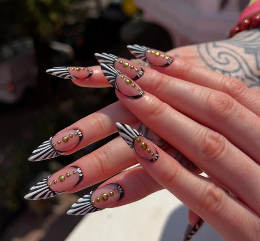 Nailuvia-FR037 French "Zebra Glitz" Press-On Nails