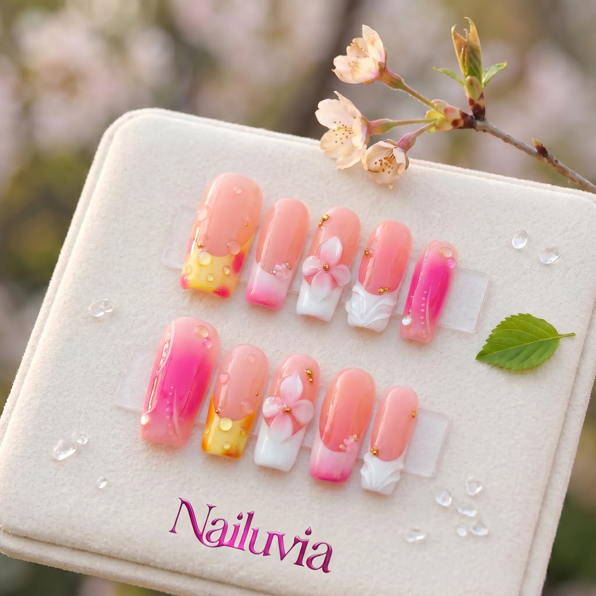 HK-D193 100% Pure Handmade Medium Square Nails for everyday wear, daily office