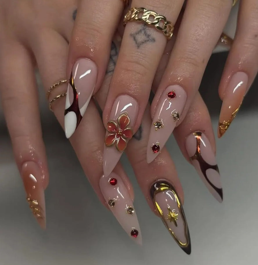 Nailuvia-ST017 Stiletto "Blossom Luxe" Press-On Nails