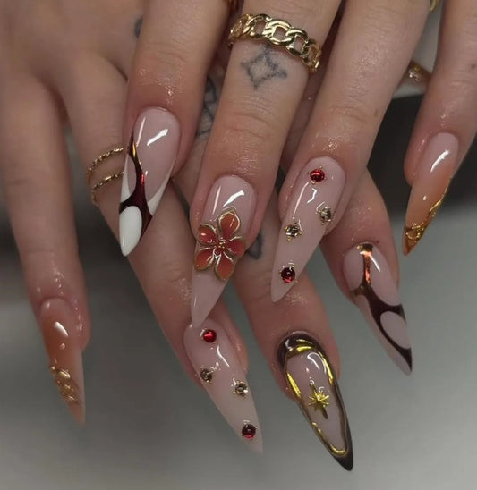 Nailuvia-ST017 Stiletto "Blossom Luxe" Press-On Nails