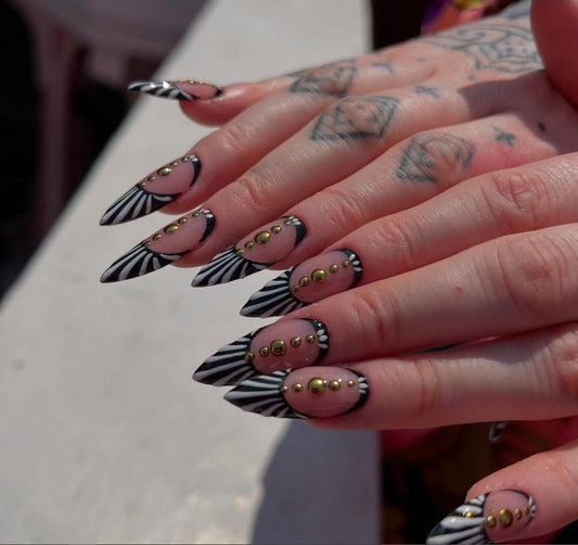 Nailuvia-FR037 French "Zebra Glitz" Press-On Nails