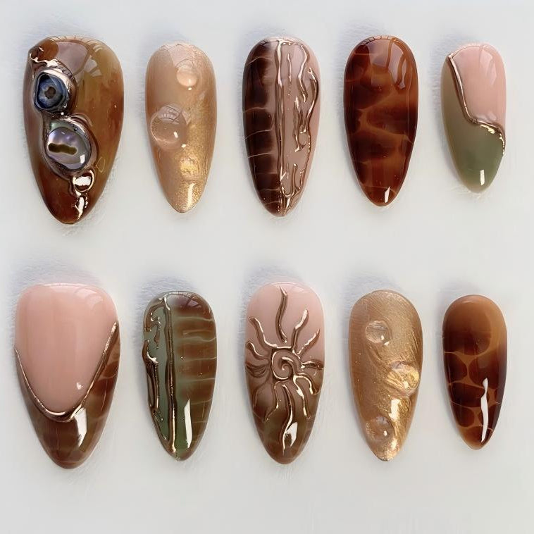 Nailuvia-AL006  Almond "Desert Mirage" Press-On Nails