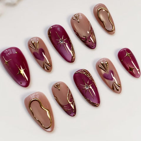 Nailuvia-AL007 Almond "Velvet Amethyst" Press-On Nails