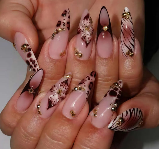 Nailuvia-ST019 Stiletto "Safari Blush" Press-On Nails