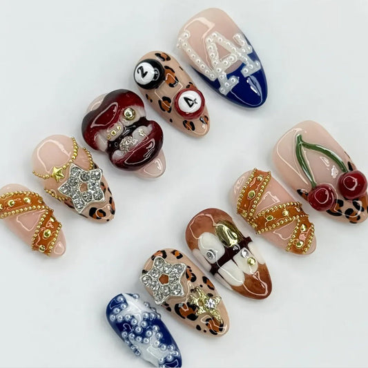 Nailuvia-AL016 Almond "Y2K Pop Art" Press-On Nails