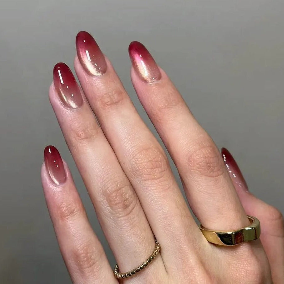 Nailuvia-CA014 Cat Eye "Sunset Blush" Press-On Nails