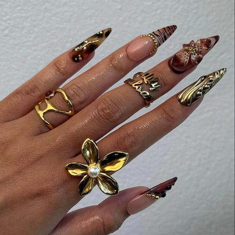 Nailuvia-ST022 Stiletto "Tropical Safari" Press-On Nails