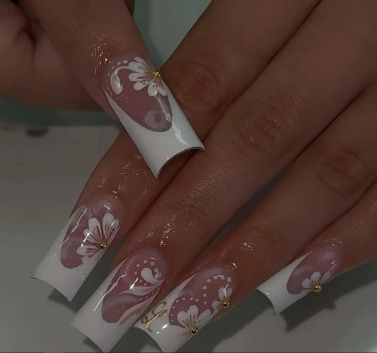 Nailuvia-FR017 French "Petal Whisper" Press-On Nails