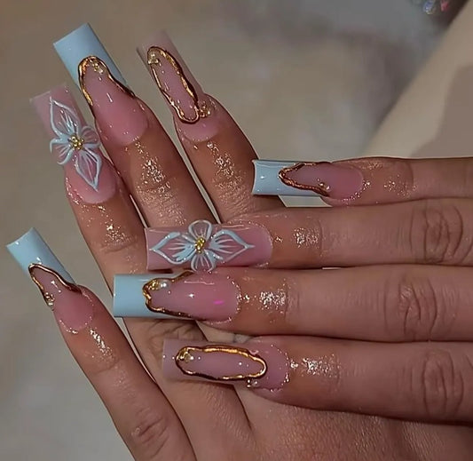 Nailuvia-FR018 French "Sky Blossom" Press-On Nails