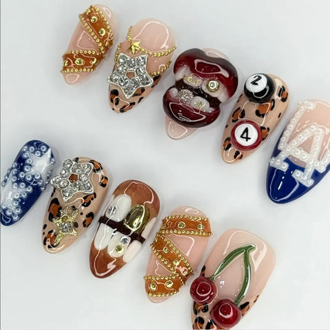 Nailuvia-AL016 Almond "Y2K Pop Art" Press-On Nails