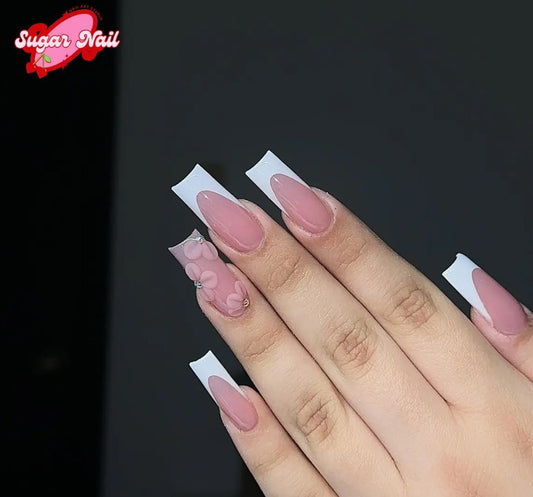 Nailuvia-FR007 French "Blossom Edge" Press-On Nails