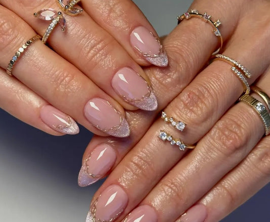 Nailuvia-FR004 French "Stardust Blush" Press-On Nails