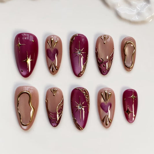 Nailuvia-AL007 Almond "Velvet Amethyst" Press-On Nails