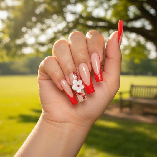 Nailuvia-FR029 French "Red Rose" Press-On Nails