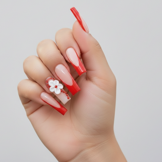 Nailuvia-FR029 French "Red Rose" Press-On Nails