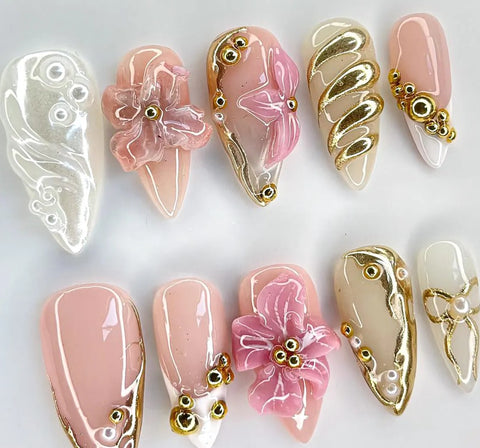 Nailuvia-AL020 Almond "Blush Opulence" Press-On Nails