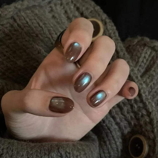 Nailuvia-CA008 Cat Eye "Smoky Topaz" Press-On Nails