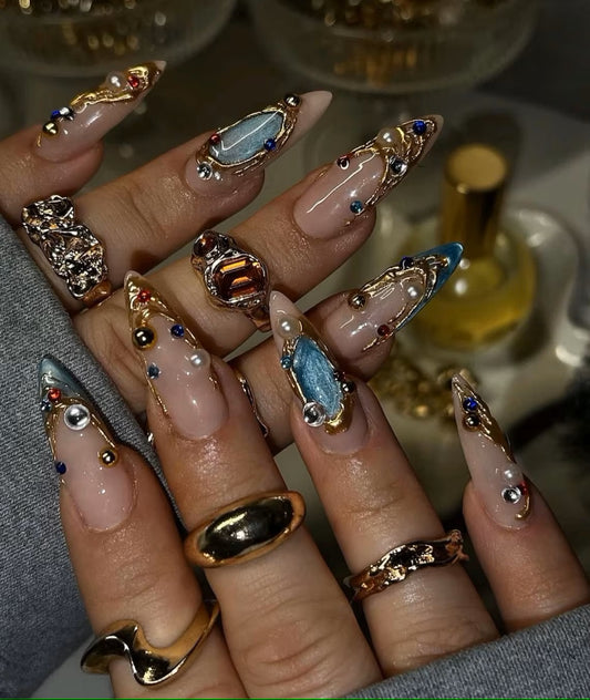 Nailuvia-ST001 Stiletto "Royal Relic" Press-On Nails