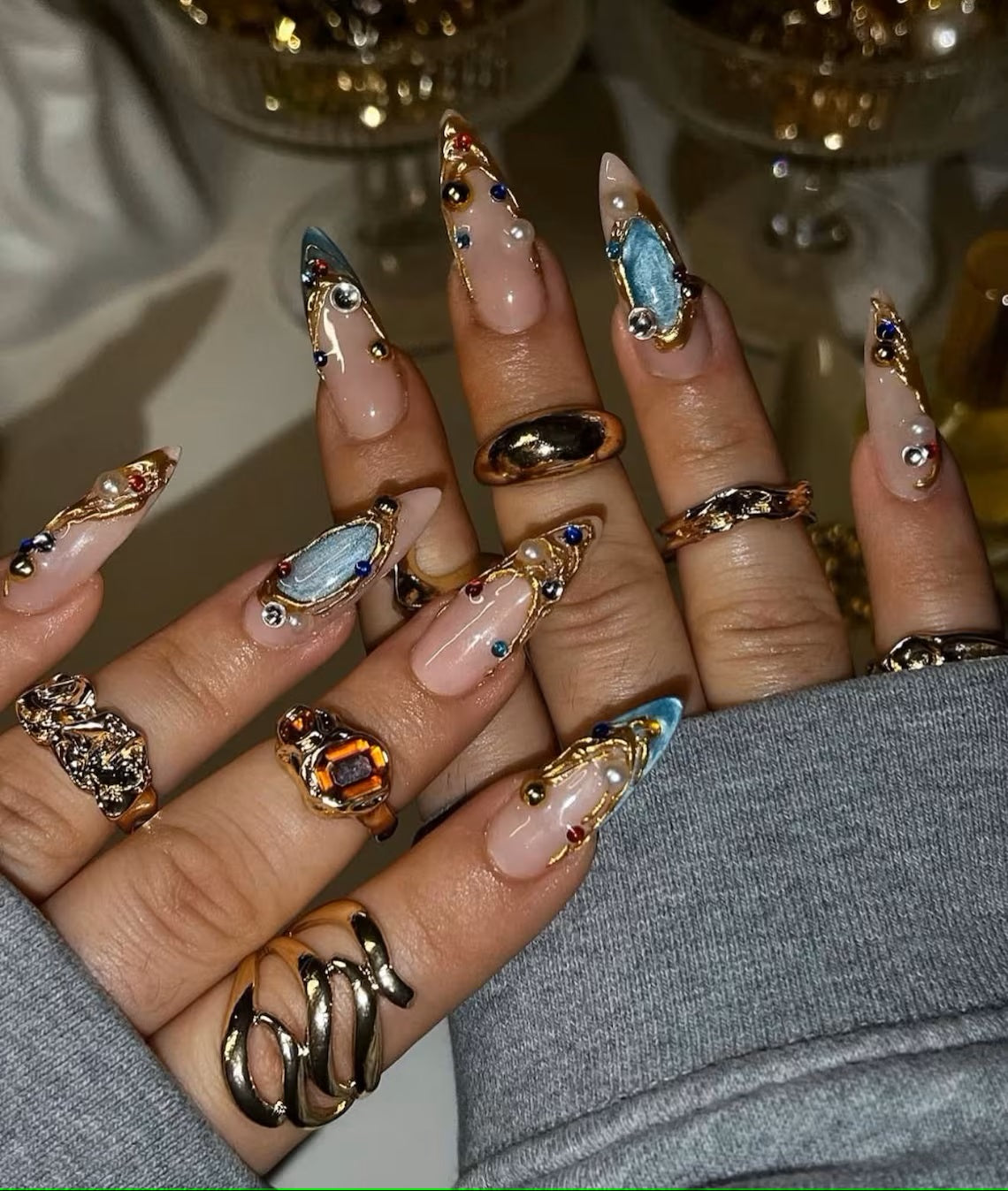 Nailuvia-ST001 Stiletto "Royal Relic" Press-On Nails