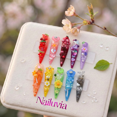 HK-G032 100% Pure Handmade Long Square Acrylic Nails for Birthday Party&Club